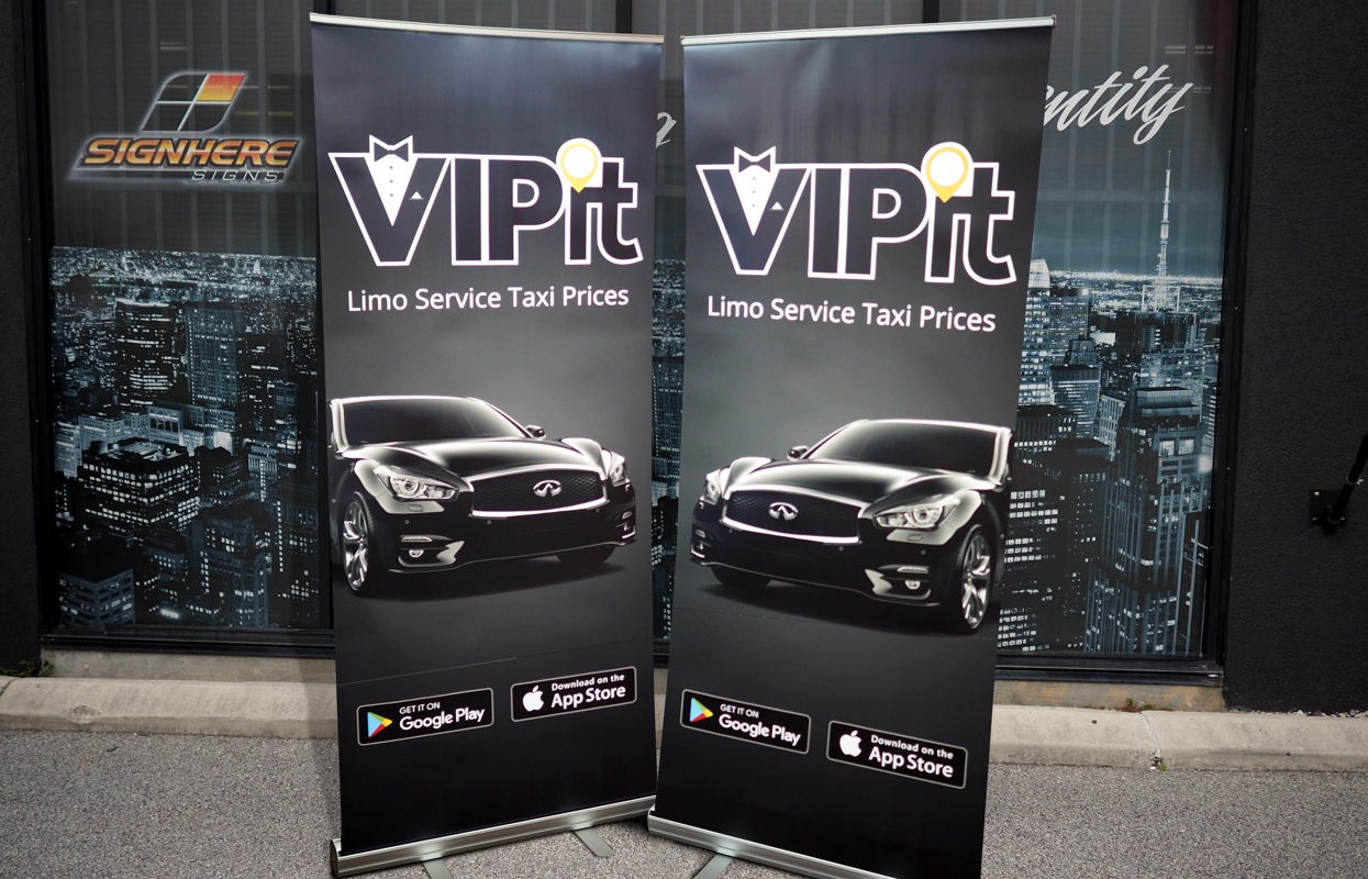 Pull up banners Sign Here Signs