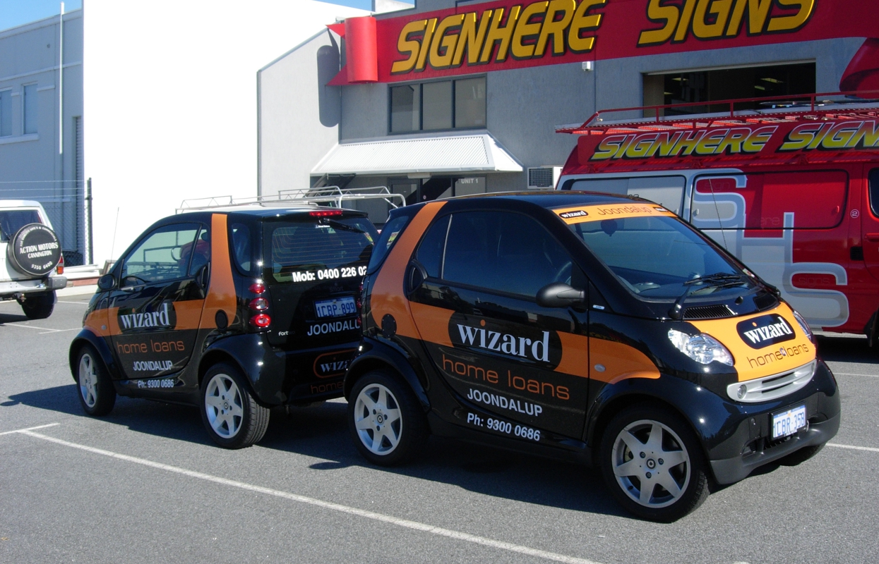 Sign Here Signs, Perth produced vehicle wraps for Wizard Home Loans
