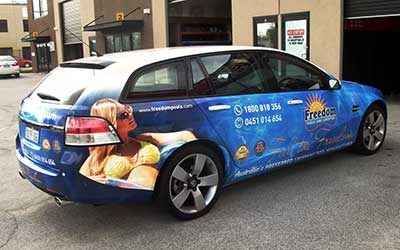 A vehicle wrap for Freedom Pools