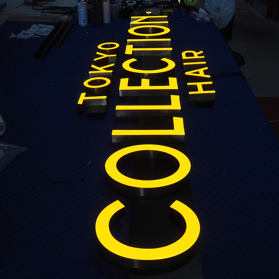 Testing illuminated retail signage for Tokyo Hair Collection