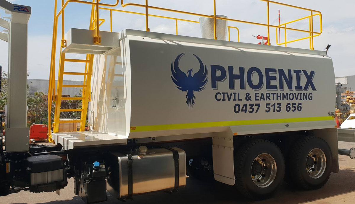 Mine-spec water cart for Phoenix Civil and Earthmoving - Opposite side view