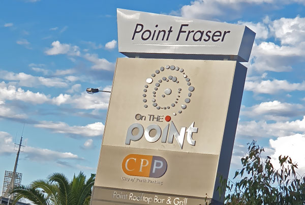 Illuminated pylon signage by Sign Here Signs at Point Fraser, Perth
