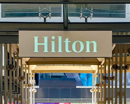Lightbox signage at Hilton