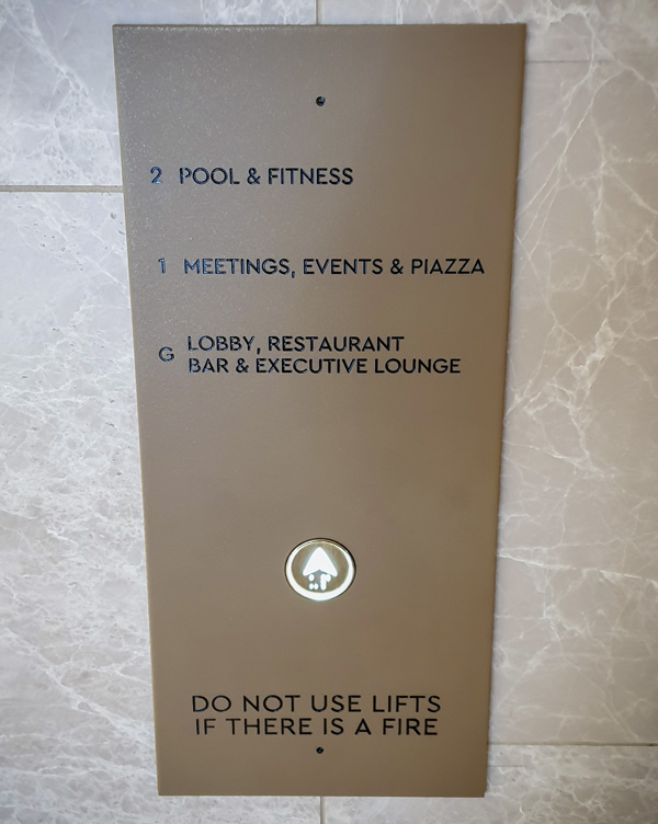 Custom elevator / lift signage panel